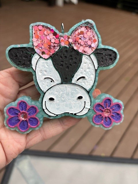 Freshie-Mary Moo w/Purple Flowers