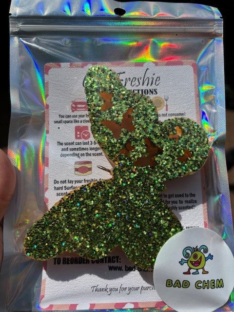 Freshie Butterfly 1-Green glitter