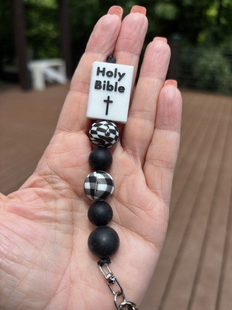 Freshie Car Holder-Holy Bible black & White