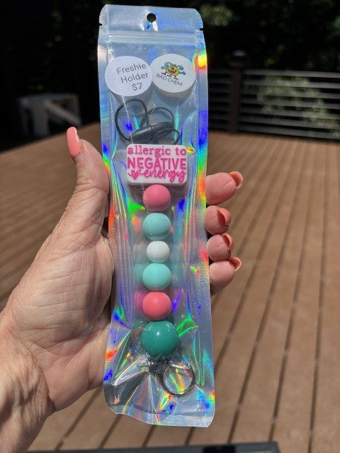 Freshie Car Holder- Allergic to Negative Energy-74 Pink & Teal