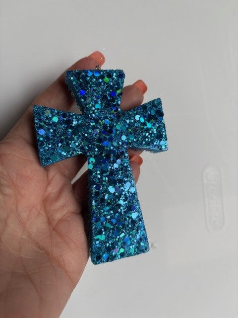Freshie-Cross Blue Glitter